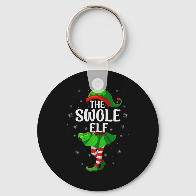 Swole Elf Christmas Girls Women Elf Squad Xmas Fam Key Ring (Front)