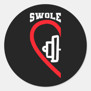 Swole Mates Cute Workout Matching Couples Valentin Classic Round Sticker