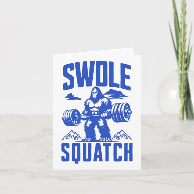 Swole Squatch Weight Lifting Humour Monochrome Gym Card (Front)