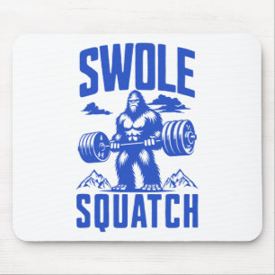 Swole Squatch Weight Lifting Humour Monochrome Gym Mouse Mat