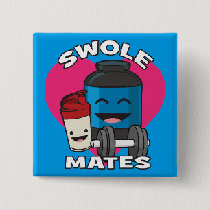 SWOLEMATES Funny Bodybuilding Protein Shake 15 Cm Square Badge