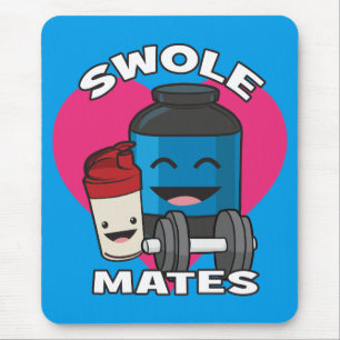 SWOLEMATES Funny Bodybuilding Protein Shake Mouse Mat