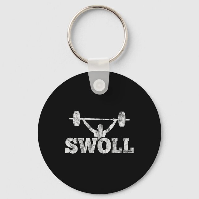 Swoll Funny Muscular Weightlifting And Bodybuildin Key Ring (Front)