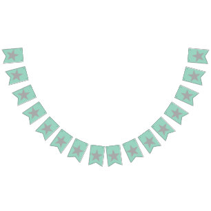 Swollowtail Bunting - Teal Background Grey Stars