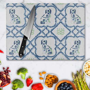 Swoon Staffordshire Dogs Trellis Slate and Green Cutting Board