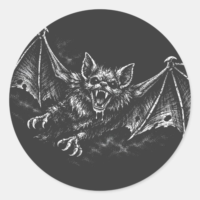 Swooping Bat - by BurnsInHell Classic Round Sticker (Front)