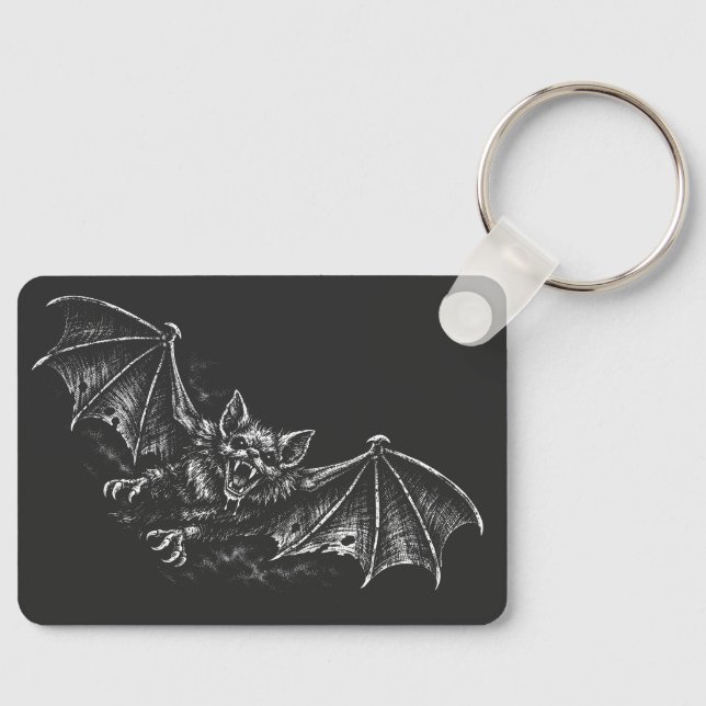 Swooping Bat - by BurnsInHell Key Ring (Front)