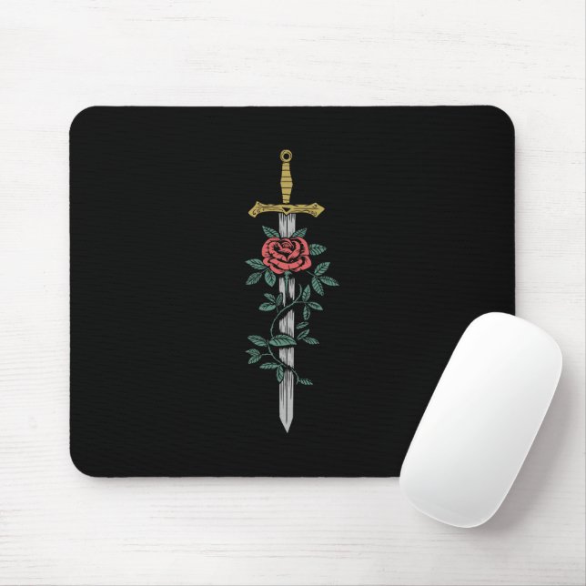 Sword and Rose Mouse Mat (With Mouse)