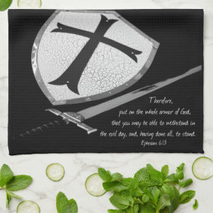 Sword and Shield Scripture Faith Tea Towel
