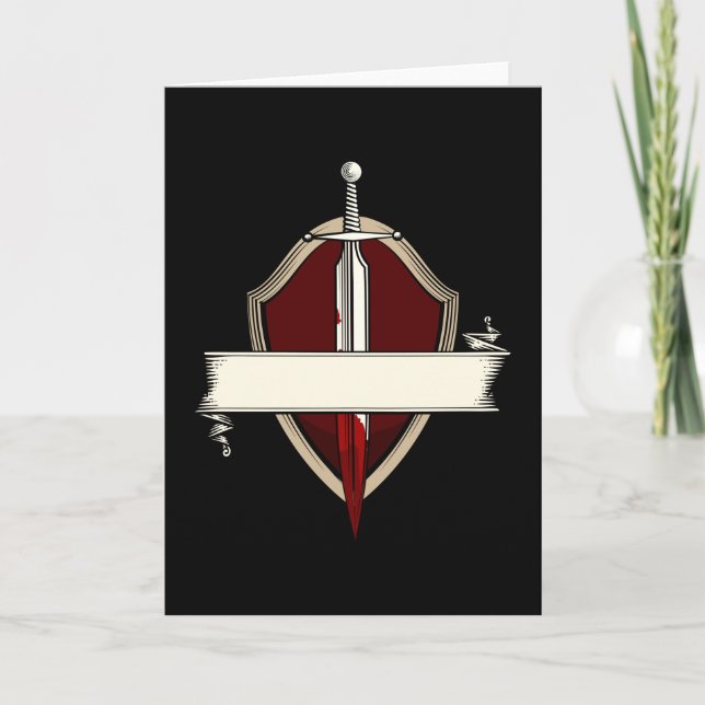 Sword Banner Coat Of Arms Medieval Sword Fight Card (Front)