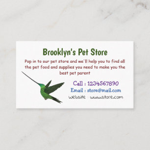 Sword-billed hummingbird cartoon illustration business card