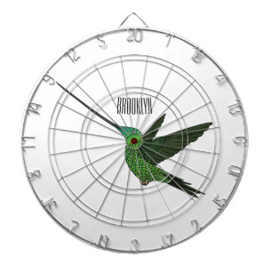 Sword-billed hummingbird cartoon illustration dartboard