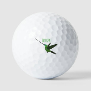 Sword-billed hummingbird cartoon illustration golf balls