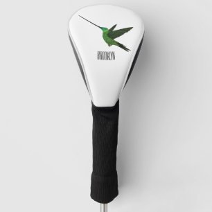 Sword-billed hummingbird cartoon illustration  golf head cover