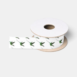 Sword-billed hummingbird cartoon illustration satin ribbon