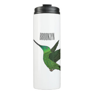Sword-billed hummingbird cartoon illustration thermal tumbler