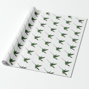 Sword-billed hummingbird cartoon illustration wrapping paper