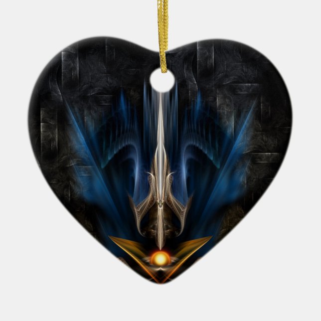 Sword OF Light Fractal Art Ceramic Tree Decoration (Front)