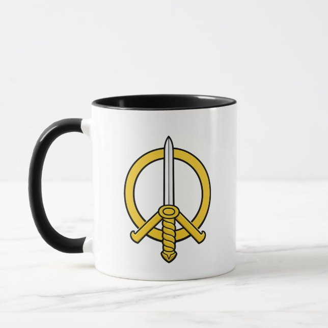 Sword of Peace Emblem - Mediaeval Peace Symbol Log Mug (Left)
