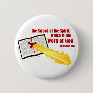 sword of the spirit christian gift 6 cm round badge