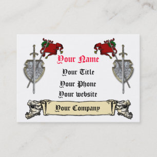 sword, shield and banner business card template