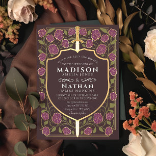 Sword & Shield Mediaeval Fantasy Monogram Wedding Invitation