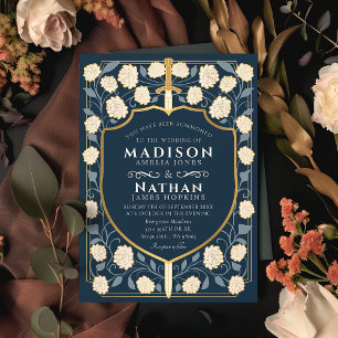 Sword & Shield Mediaeval Fantasy Monogram Wedding Invitation