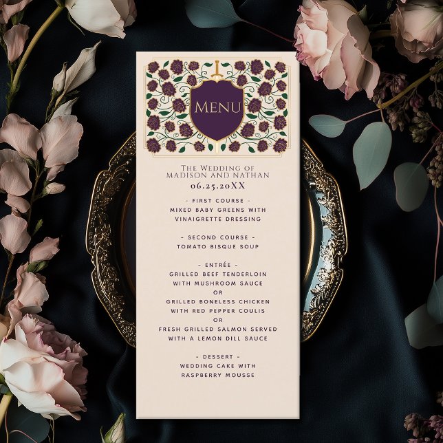 Sword & Shield Mediaeval Fantasy Monogram Wedding Menu (Creator Uploaded)