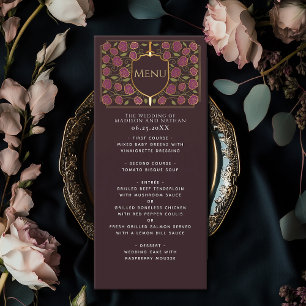 Sword & Shield Mediaeval Fantasy Monogram Wedding Menu