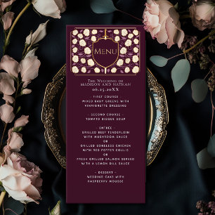 Sword & Shield Mediaeval Fantasy Monogram Wedding Menu