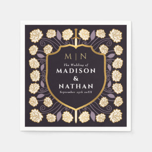 Sword & Shield Mediaeval Fantasy Monogram Wedding Napkin