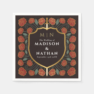 Sword & Shield Mediaeval Fantasy Monogram Wedding Napkin