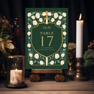 Sword & Shield Mediaeval Fantasy Monogram Wedding  Table Number