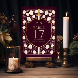 Sword & Shield Mediaeval Fantasy Monogram Wedding  Table Number