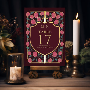Sword & Shield Mediaeval Fantasy Monogram Wedding Table Number