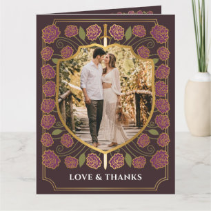 Sword & Shield Mediaeval Fantasy Monogram Wedding Thank You Card