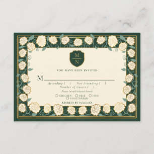 Sword & Shield Mediaeval Fantasy Wedding RSVP Gree Enclosure Card