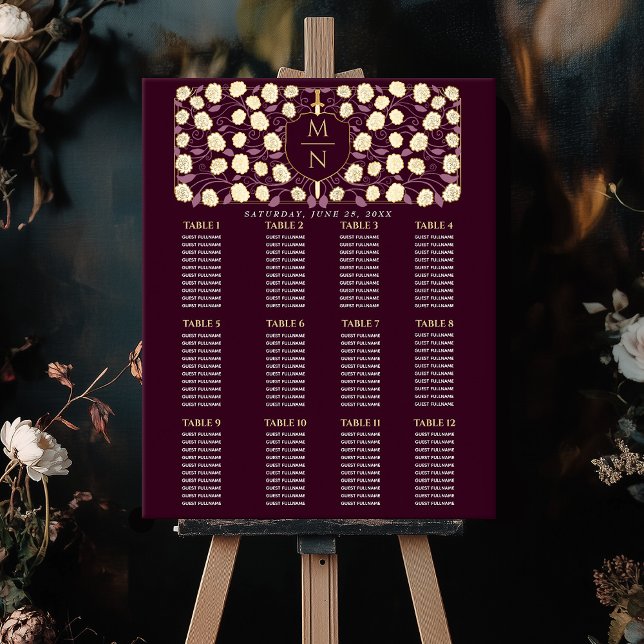Sword & Shield Mediaeval Monogram  Seating Chart (Creator Uploaded)