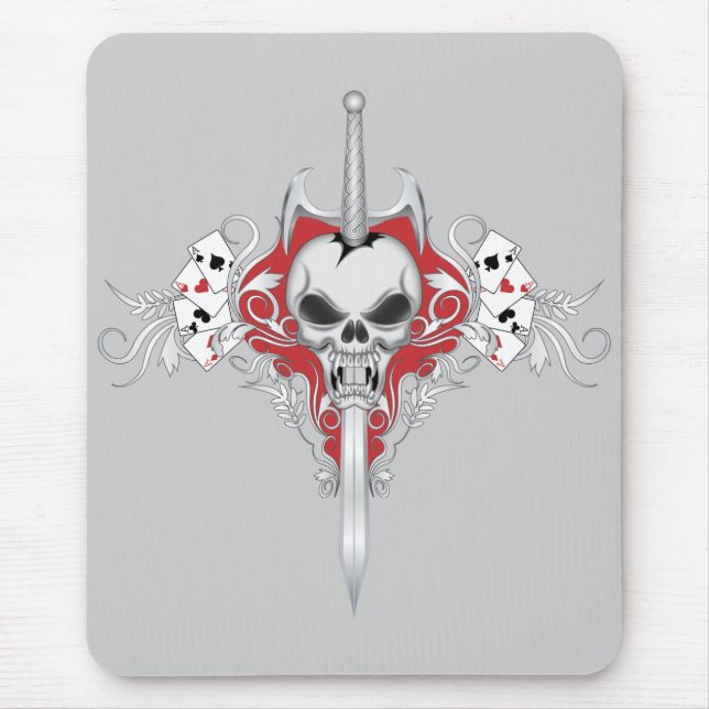Sword Skull - RED Mouse Mat (Front)