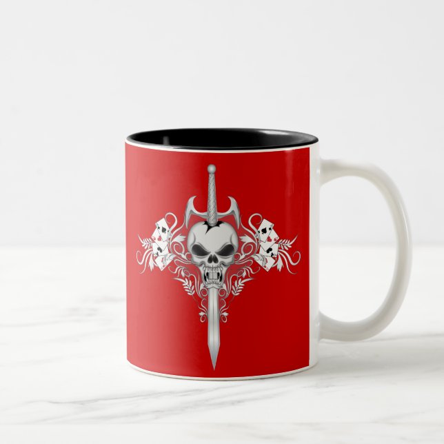 Sword Skull - RED Two-Tone Coffee Mug (Right)