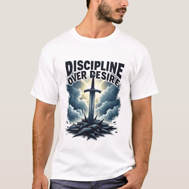 Sword & Storm Tee – “Discipline Over Desire” Warri (Front)