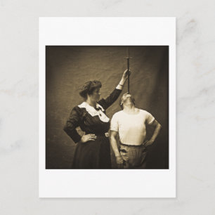 Sword Swallower and  Wife Vintage Sideshow Freaks Postcard