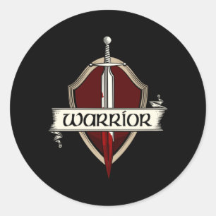 Sword Warrior Coat Of Arms Mediaeval Sword Fight Classic Round Sticker