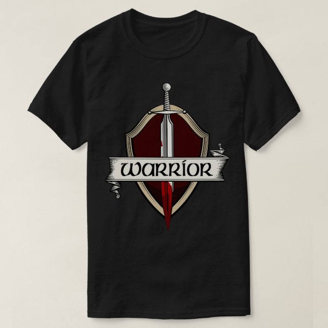 Sword Warrior Coat Of Arms Mediaeval Sword Fight T-Shirt (Design Front)