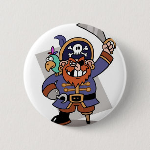 Sword-Waving Pirate 6 Cm Round Badge