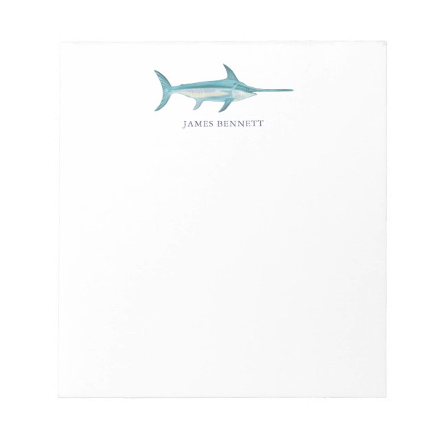 Swordfish Fishing Themed Stationery Notepad (Front)