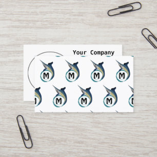 Swordfish Jumping Monogram Business Card