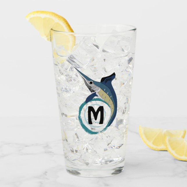 Swordfish Jumping Monogram Glass (Front Ice)