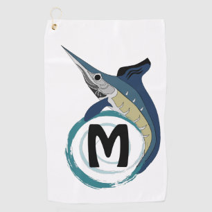 Swordfish Jumping Monogram Golf Towel