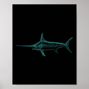 Swordfish Marlin Sword Fish Broadbill Xiphias Glad Poster